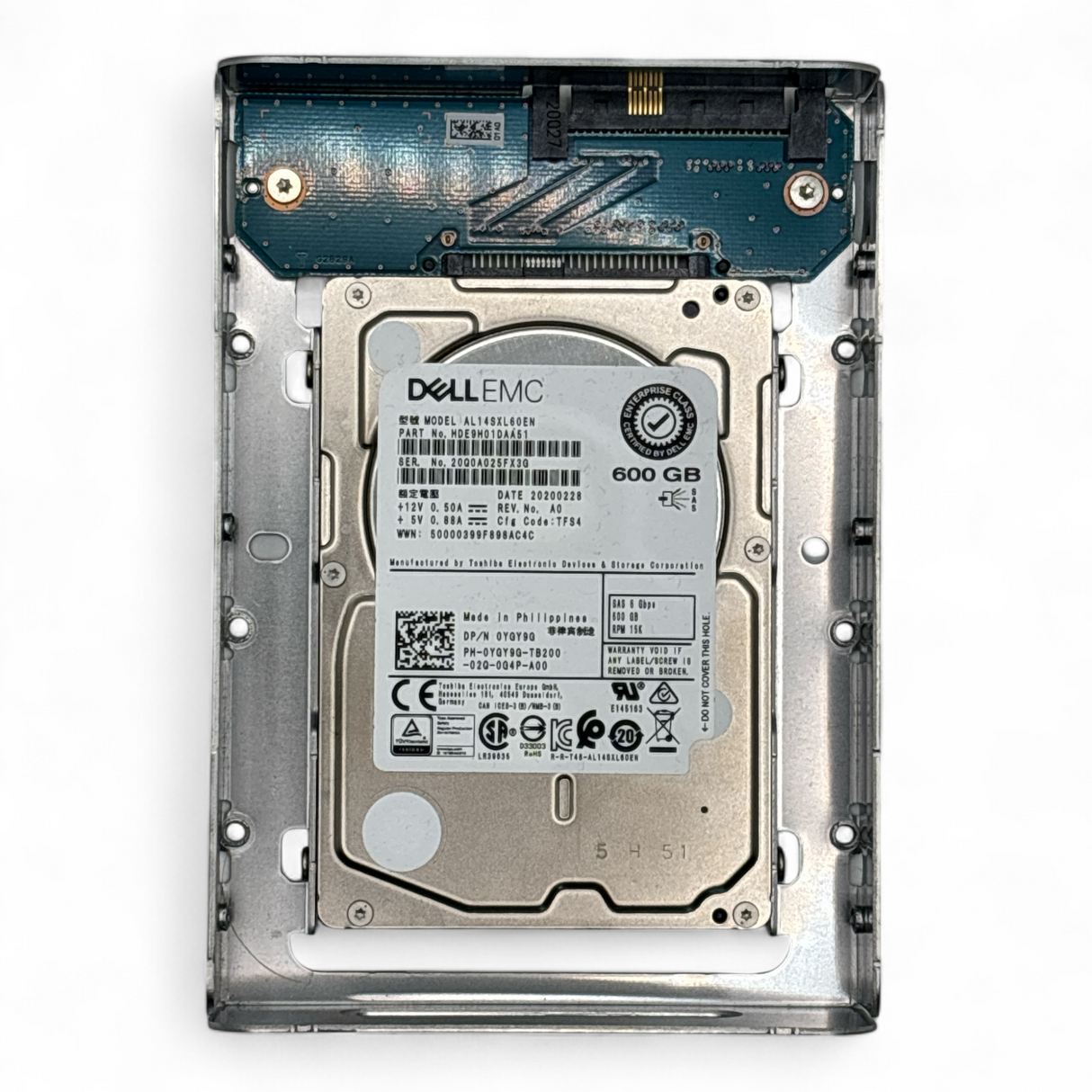 600GB HDD 2.5" SAS 12G 15K Dell P/N: 0YGY9G AL14SXL60EN, HDE9H01DAA51