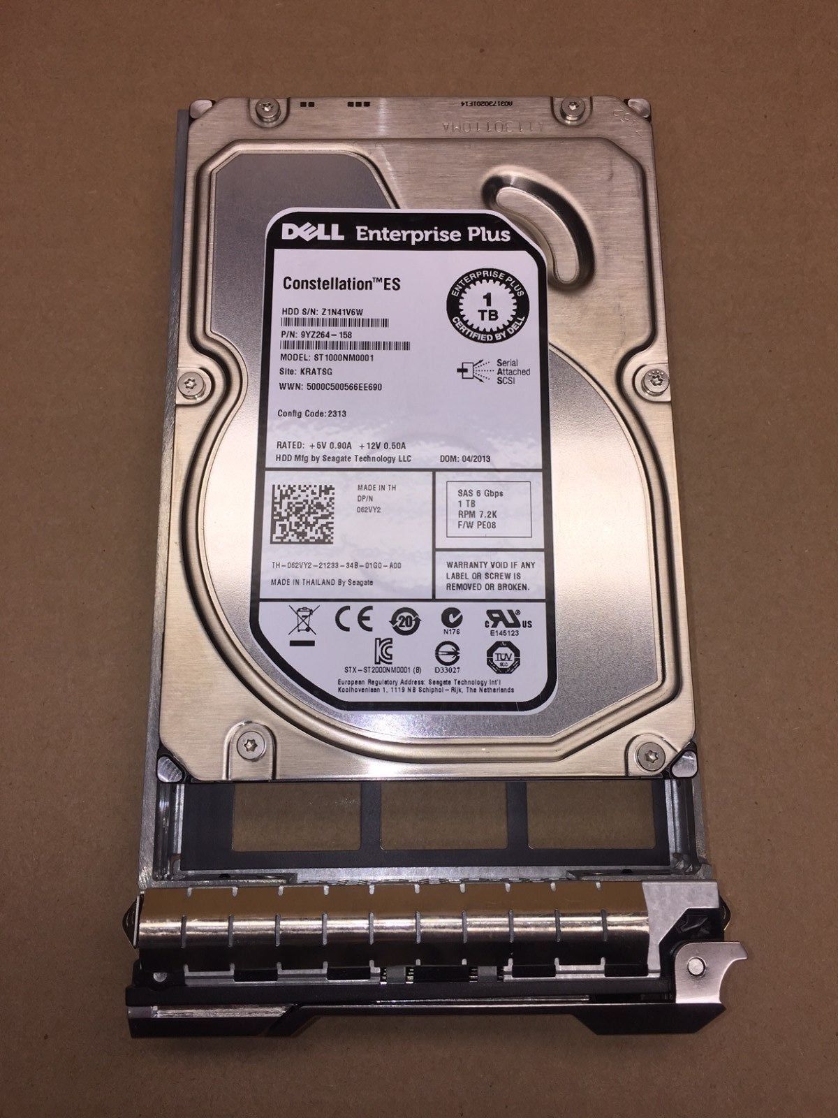 1TB 7.2K SAS 3.5" DP 6G Dell Equallogic P/N: 62VY2 062VY2EQL