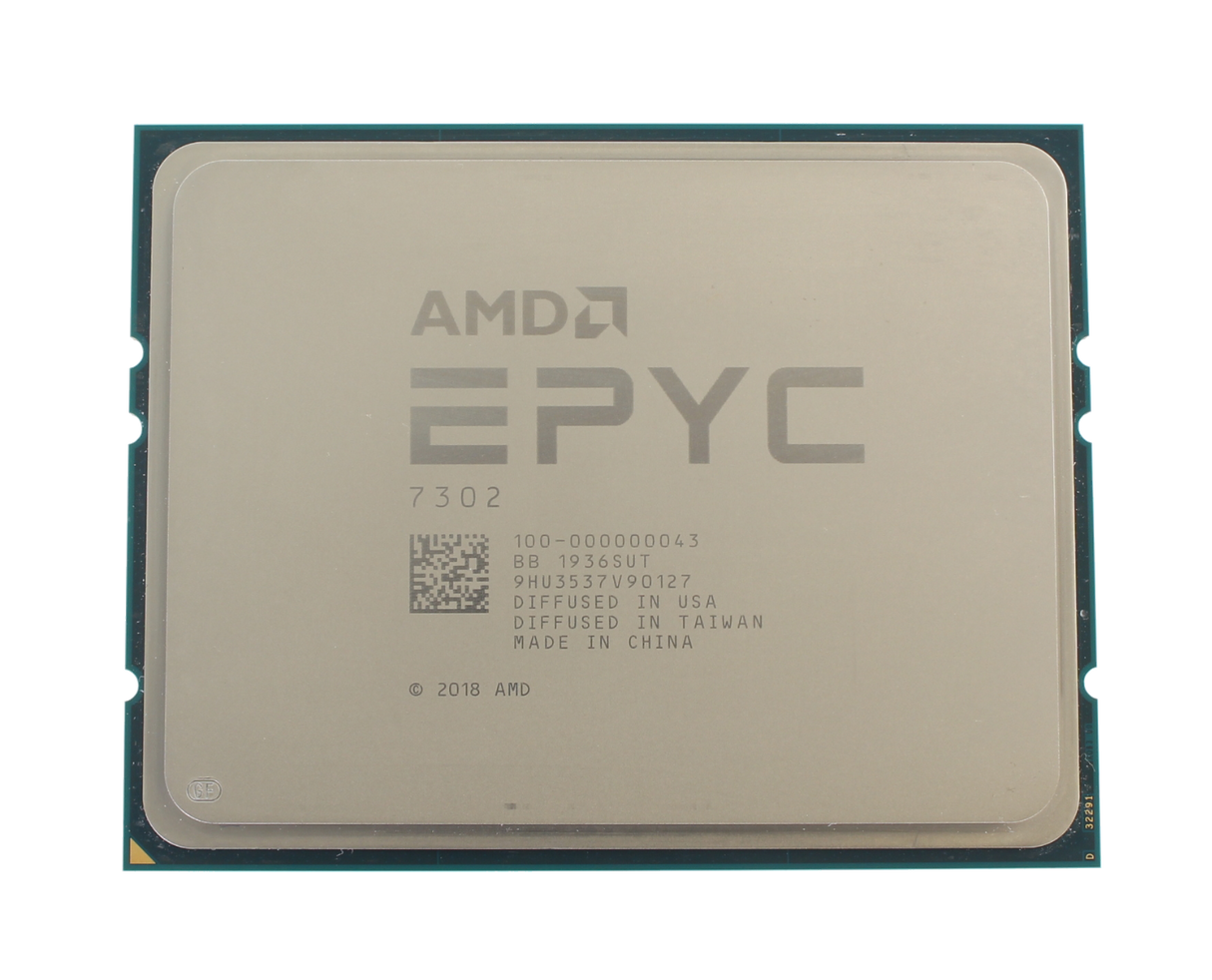 AMD Epyc 7302 - 16 Cores / 32 Threads, 3.0 - 3.3 GHz, Cache 128MB, TDP 155W, P/N: 100-000000043