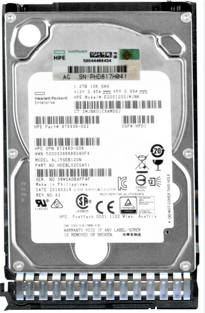 1.2TB 10K SAS 2.5" HDD 12G HPE EG001200JWJNK P/N: 876936-002 HDEBL02CGA51