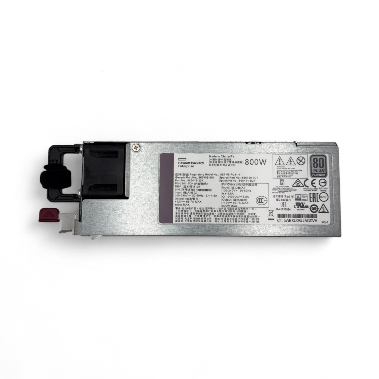 HPE 800W Power Supply Platinum G10 P/N: HSTNS-PL41-1, 865412-201