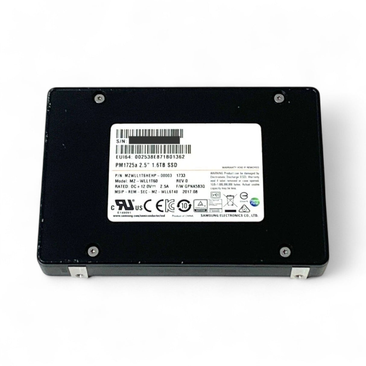 1.6TB U.2 NVMe 2.5" PCIe 3.0 RI Samsung PM1725A P/N: MZWLL1T6HEHP-00003