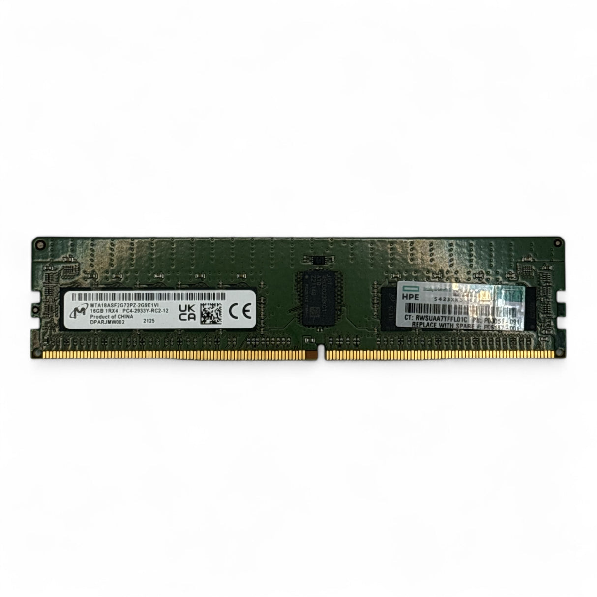 16GB 1Rx4 PC4-2933Y Micron MTA18ASF2G72PZ-2G9E1 HP P/N: P03051-091 P06187-001