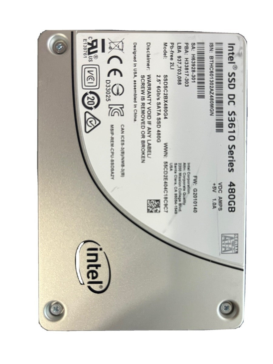 480GB SATA 2.5" 6G MU SSD Intel S3610 P/N: SSDSC2BX480G4