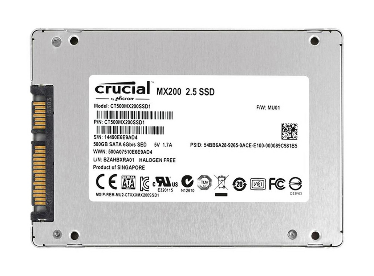 500GB SSD SATA 2.5" 6G MLC SED Crucial MX200 P/N: CT500MX200SSD1