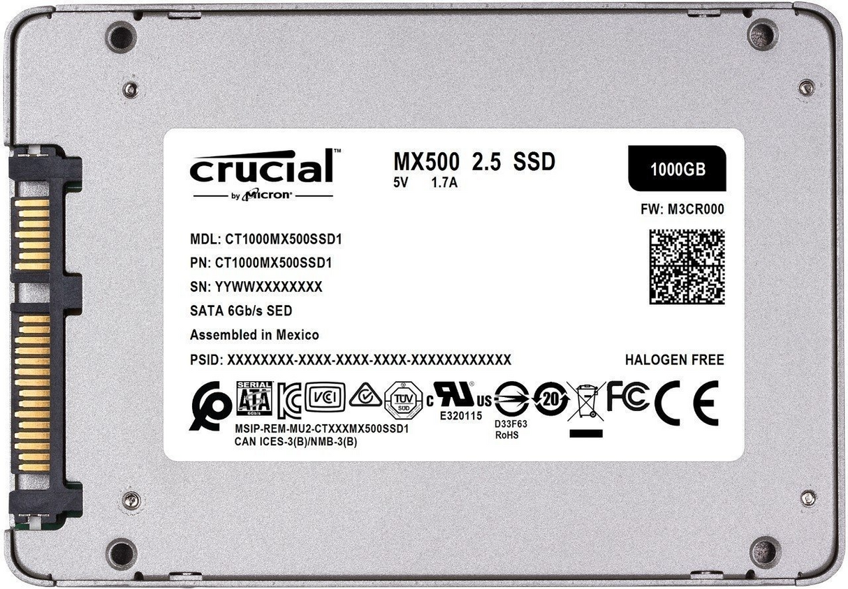 500GB SSD SATA 2.5" 6G MU Crucial MX500 P/N: CT500MX500SSD1