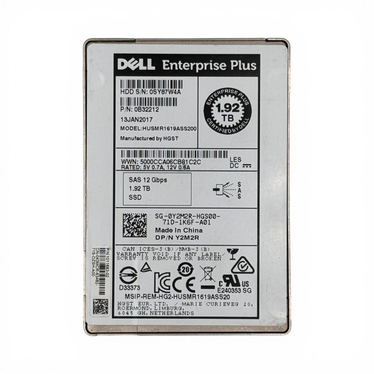 1,92 TB SAS 12G SSD Samsung PM1643 MZ-ILT1T90 P/N: MZILT1T9HAJQ-00007