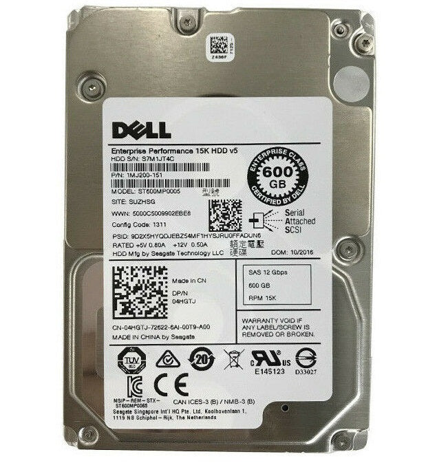 600GB 15K SAS 2.5" HDD 12G DELL  ST600MP0005 P/N: 4HGTJ 04HGTJ 1MJ200-151
