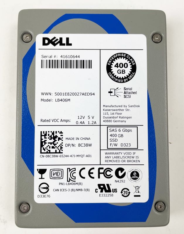 400GB SAS 6Gbps SSD 2.5" Dell P/N: 8NW1H