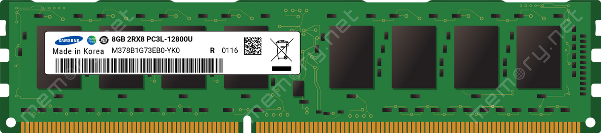 8GB 2Rx8 PC3L-12800U Samsung M378B1G73EB0-YK0 HP P/N: 698651-154