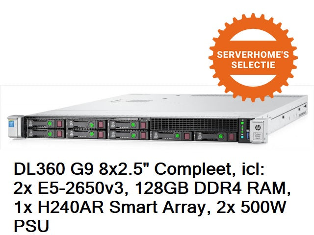 HP ProLiant DL360 G9 8x 2.5", 2x E5-2650 v3, 128GB DDR4, P440AR, 2x PSU