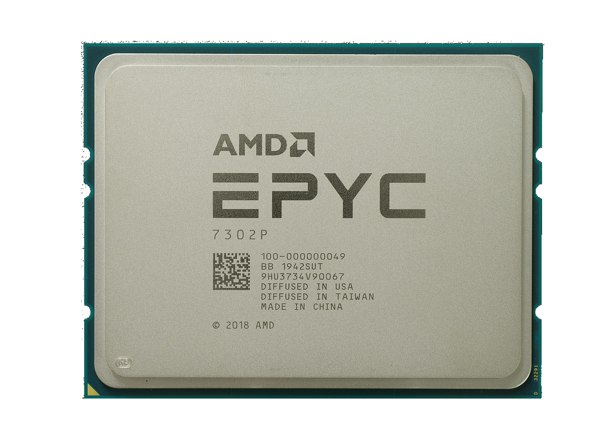 AMD Epyc 7302P - 16 Cores / 32 Threads, 3.0 - 3.3 GHz, Cache 128MB, TDP 155W, P/N  100-000000049