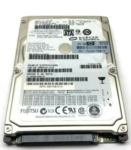 250GB 5.4K SATA 2.5" HDD 3G Fujitsu HP P/N: 488410-002 CA07018-B77700C3