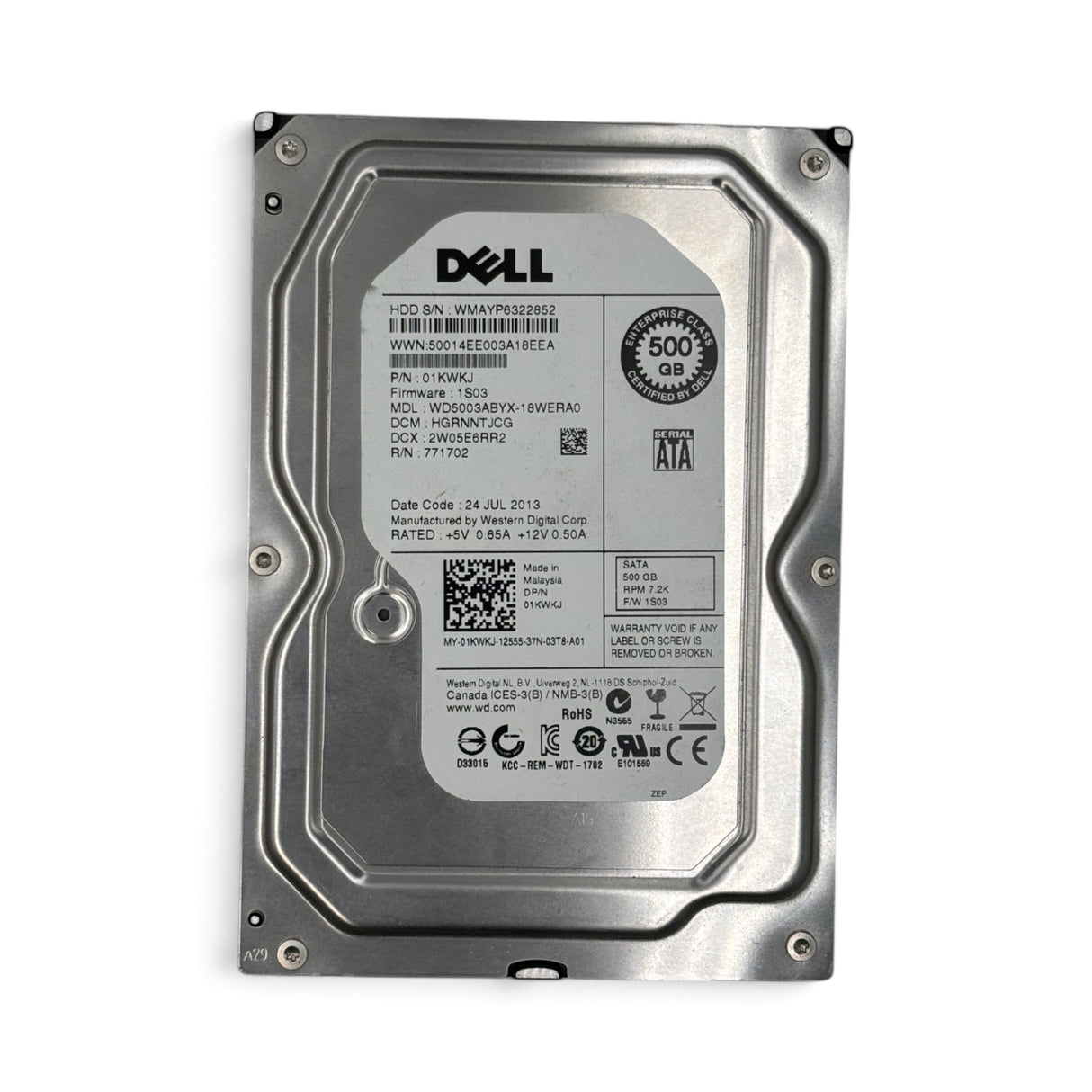 500 GB 7,2 K SATA 3,5 Zoll SP 3G DELL Teilenummer: 1KWKJ 01KWKJ