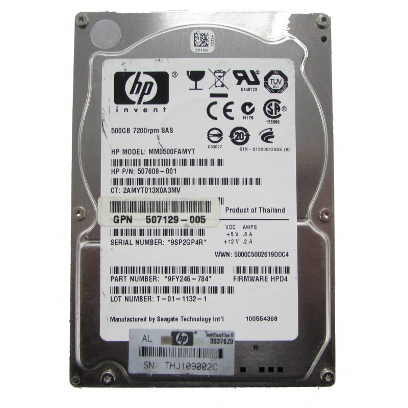 500GB 7.2k SAS 2.5" HDD 6G 32MB Seagate 9FY246 HP MM0500FAMYT