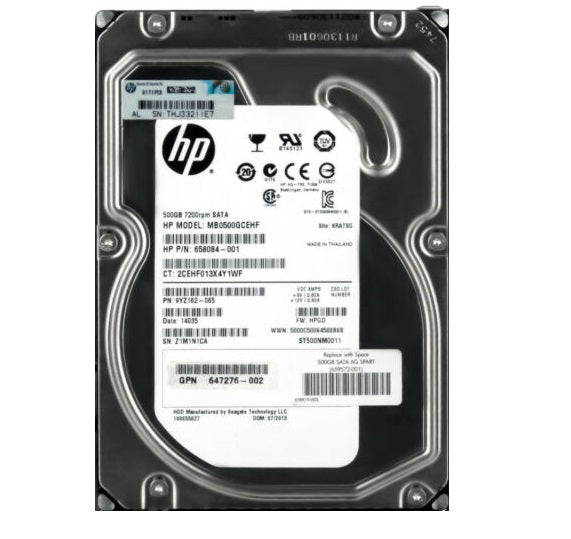 500GB 7.2K SATA 3.5" 6G HP P/N: 658084-001