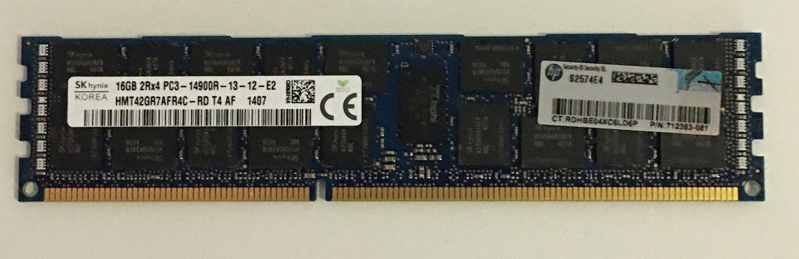 16GB 2RX4 PC3-12800R DDR3 1600 ECC, Hynix, HP, HMT42GR7AFR4C-PB, 672612-081