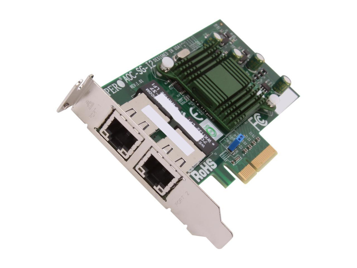 Dual Port, PCI-E, LP + FP, Supermicro AOC-SG-I2 Add-on Card