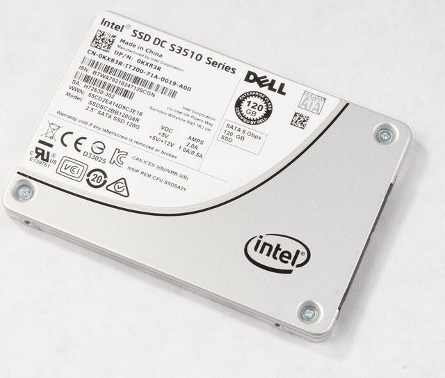 120GB, SATA, 6Gbps, 2.5", Intel SSD DC S3510 Series, Dell, DP/N: KX83R, 0KX83R