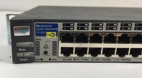 HP ProCurve 2650-PWR, J8165A, 2x Ethernet 1Gbps, 48x Ethernet 100Mbps, 2x SFP