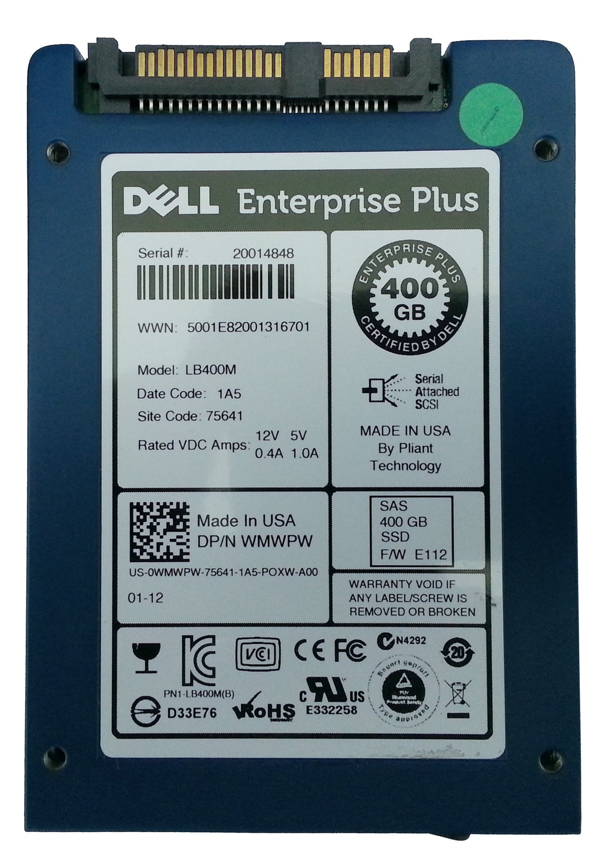 146GB 10K SAS 2.5"  HDD DP 6G HP P/N: 518194-001