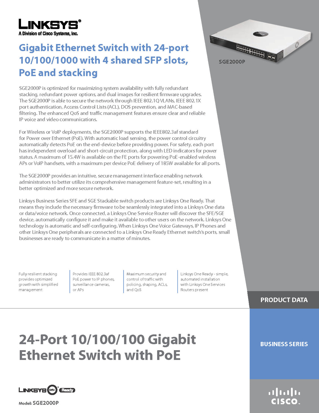 Linksys - Cisco SGE2000P 24-Port Gigabit Switch: PoE