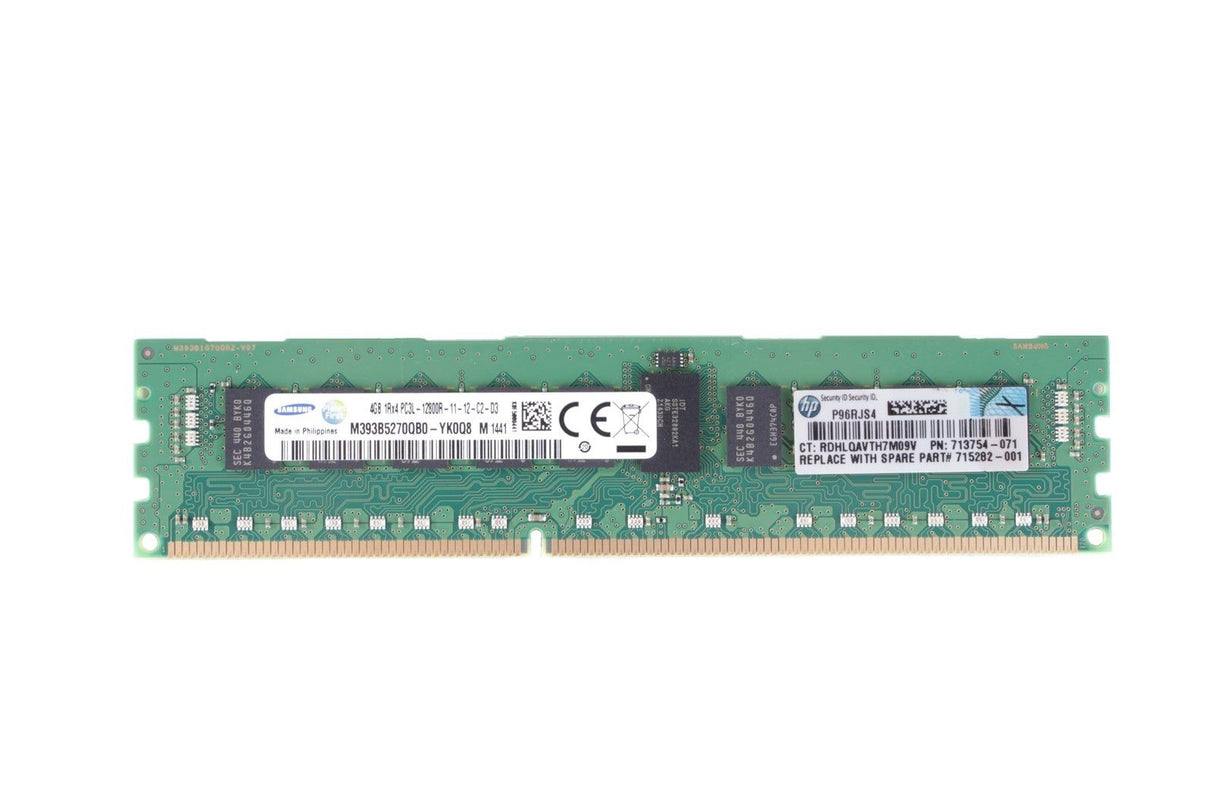 4GB 1Rx4 PC3-12800R Samsung M393B5270DH0-CK0Q9 HP P/N: 647648-071