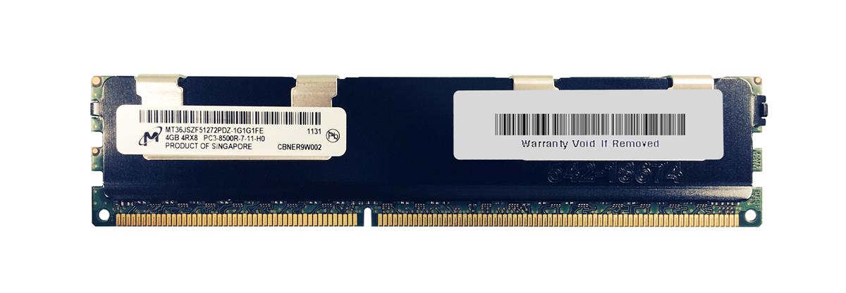 4GB 4Rx8 PC3-8500R DDR3-1066 ECC, Micron P/N: MT36JSZF51272PDZ