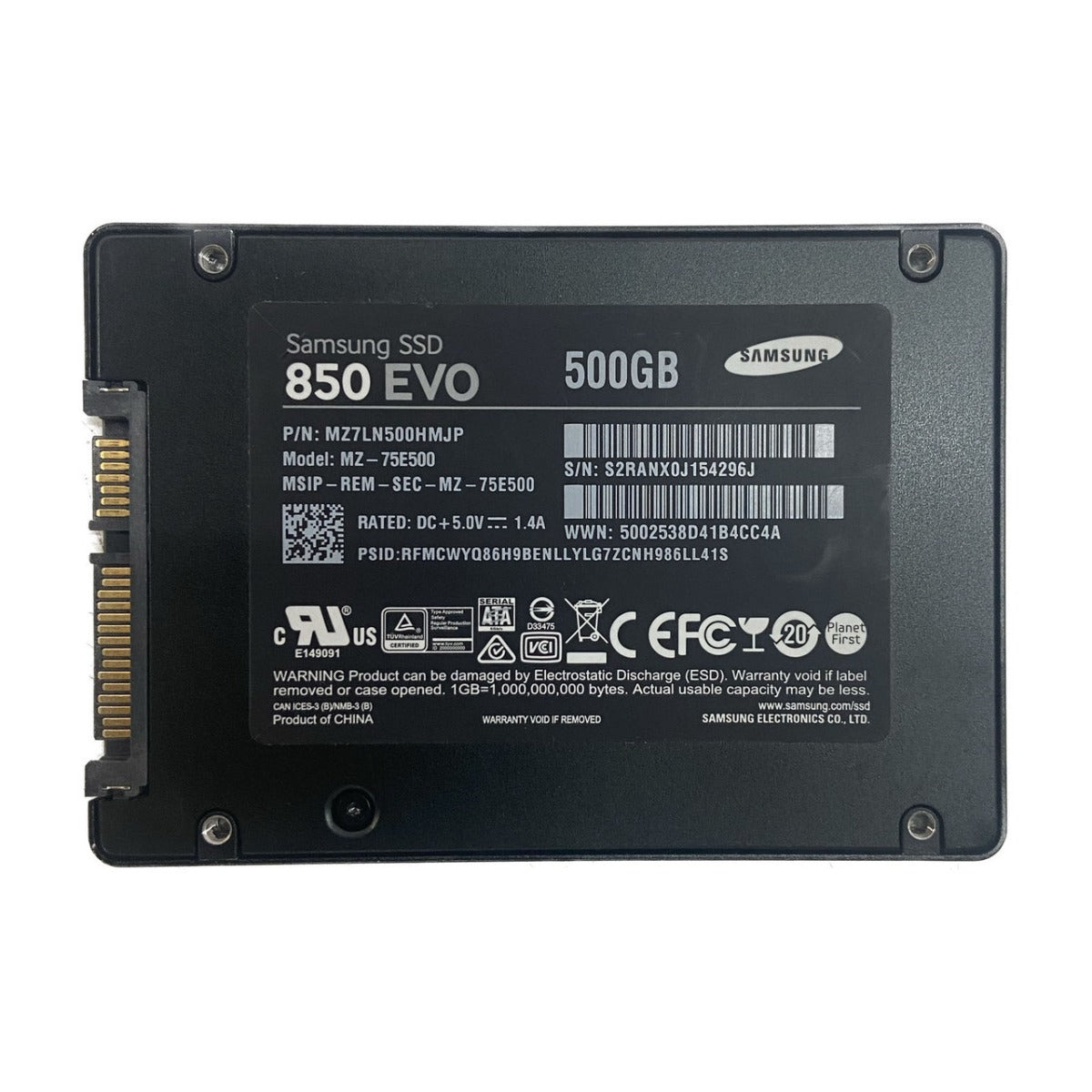 500GB SSD SATA 2.5" 6G MU Samsung 850 EVO MZ-75E500 P/N: MZ7LN500HMJP MZ7LN500