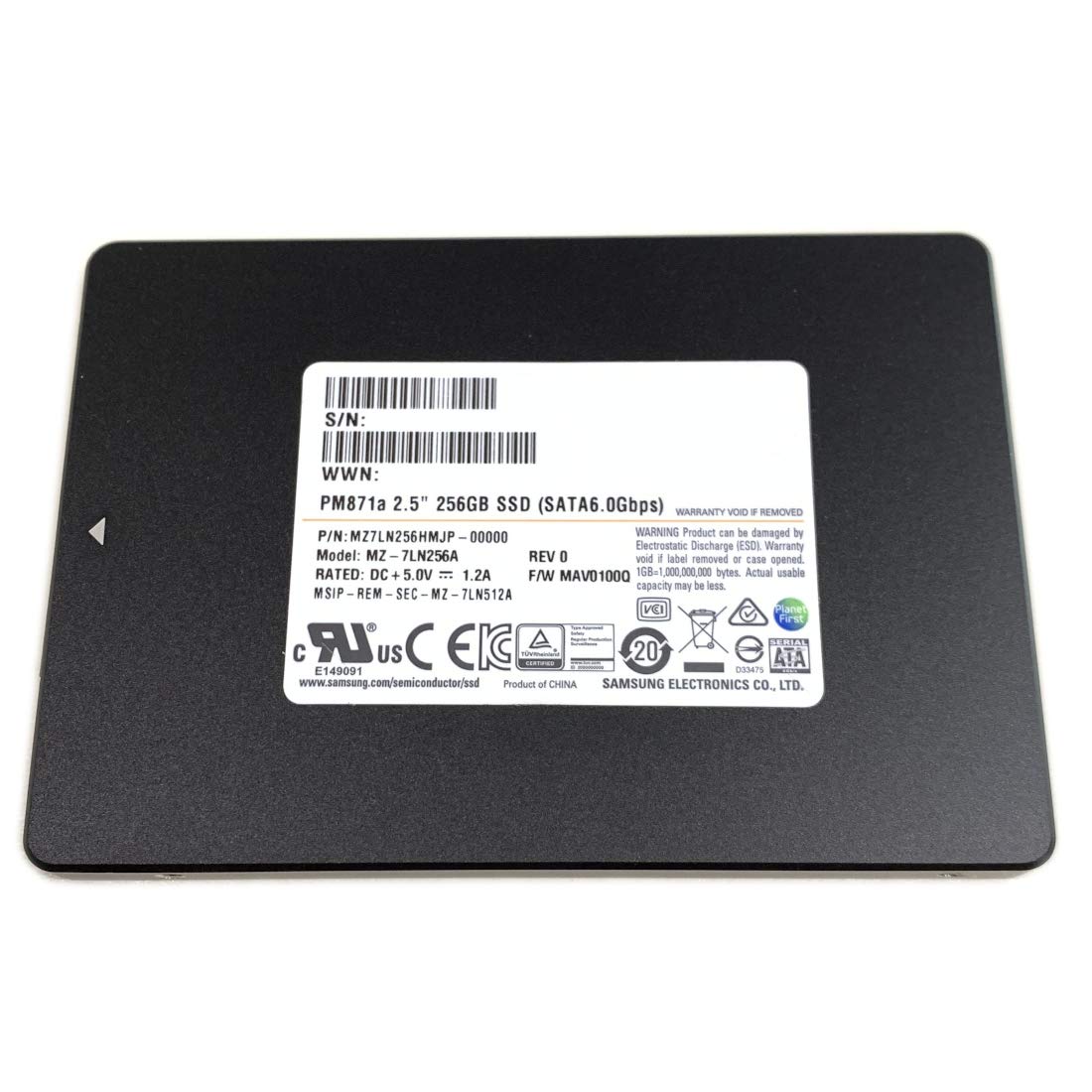 256GB SSD SATA 2.5" 6G Samsung PM871a MZ-7LN256A P/N: MZ7LN256HMJP-00000