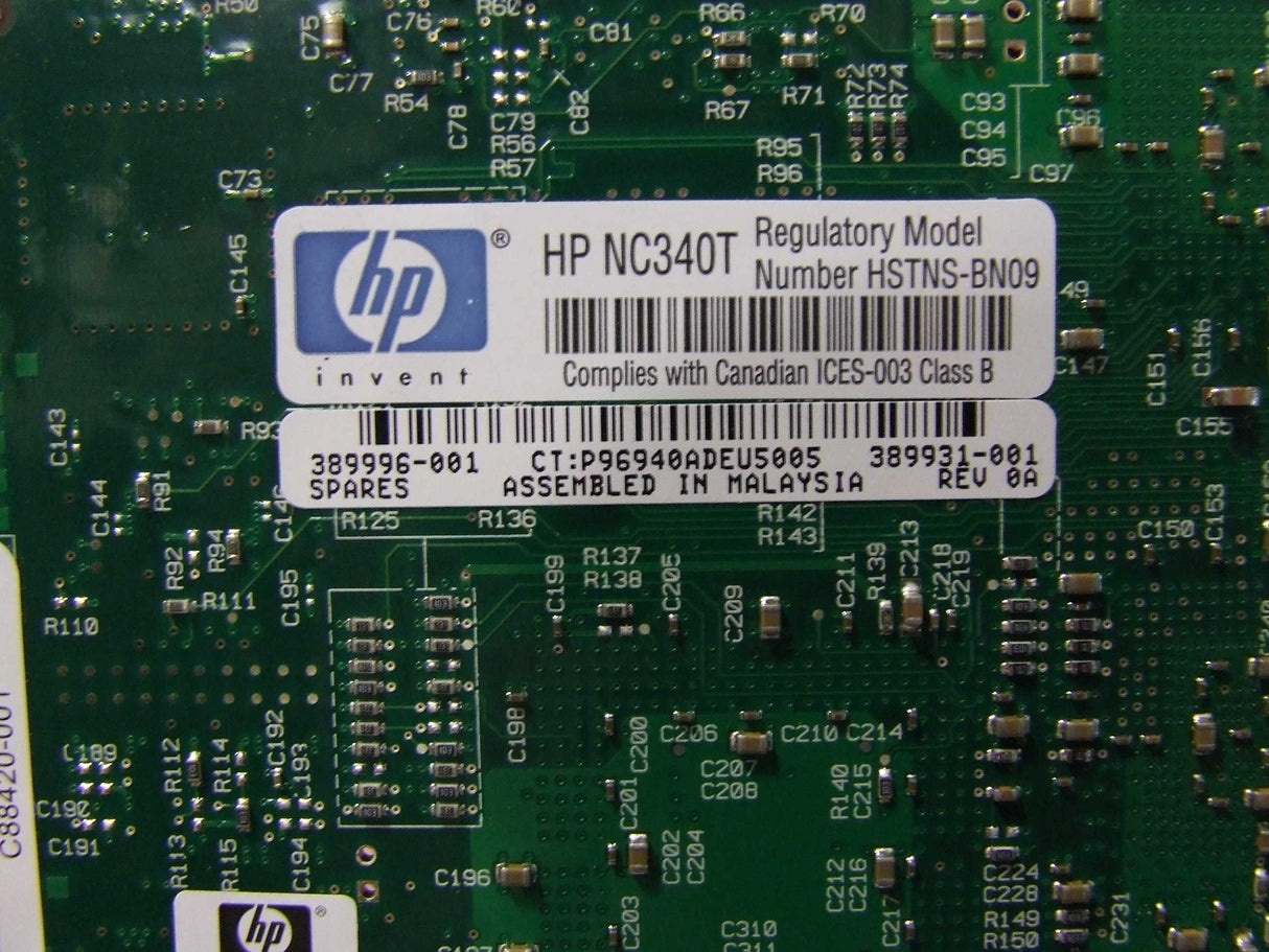 Quad-Port 1GB, NIC, PCI-X, HP NC340T, INTEL PRO/1000 GT, Full Profile, HSTNS-BN09, P/N: 389996-001