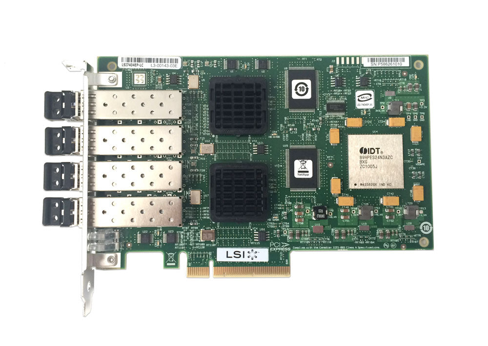 LSI Full Profile NetApp X2054B-R6 4 Port 4Gb/s HBA P/N: 111-00415+A0