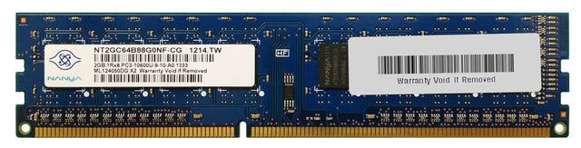 Memory Nanya 2GB 1Rx8 PC3-10600U ECC NT2GC64B88G0NF-CG