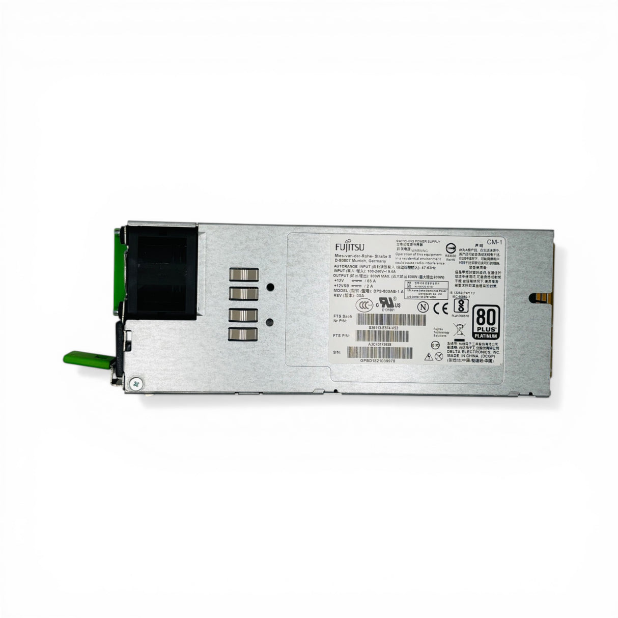Fujitsu 800W Hot-Swap 80 Plus Platinum P/N: S26113-E574-V53