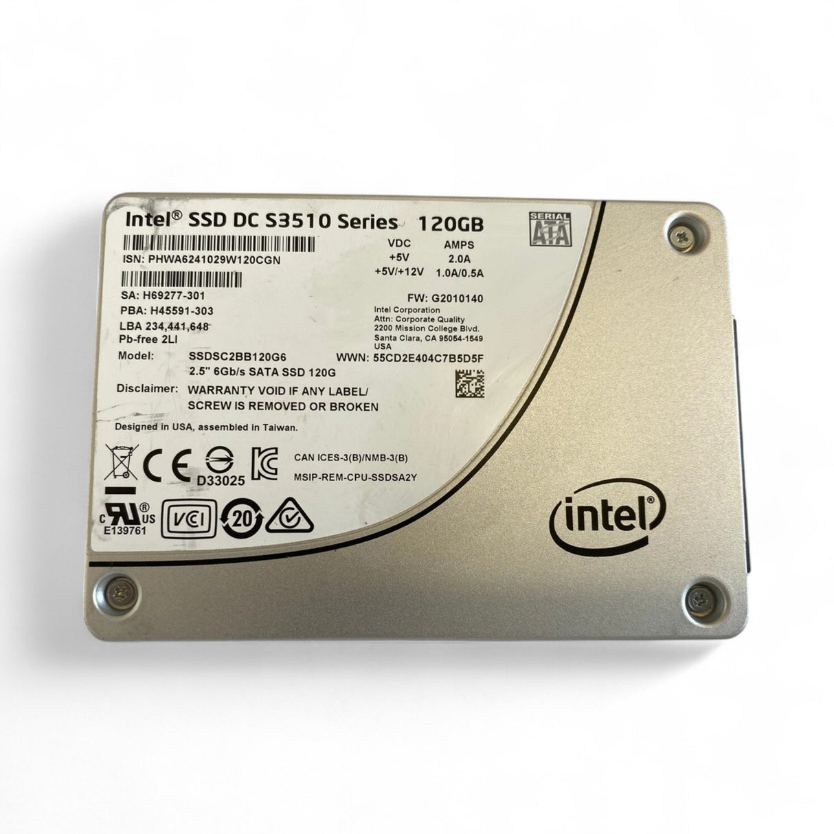 120GB SSD SATA 2.5" 6G Intel DC S3510 SSDSC2BB120G6