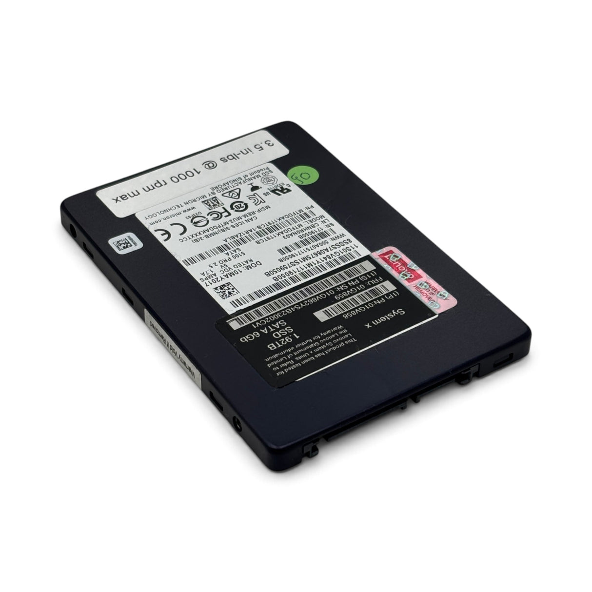 1.92TB SATA 2.5" 6G MU SSD Micron 5100 PRO MTFDDAK1T9TCB Lenovo P/N: 01GV858